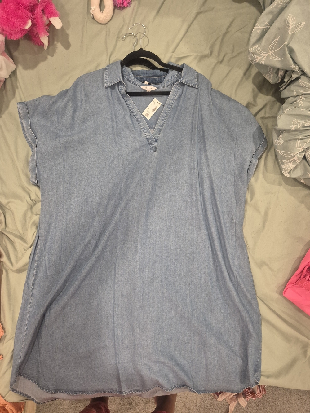 Light Blue Chambray V-Neck Shirt Dress - Reitmans 3x